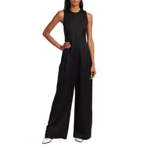 CO Solid Black Sleeveless Wide Leg Jumpsuit Size Large NWT
